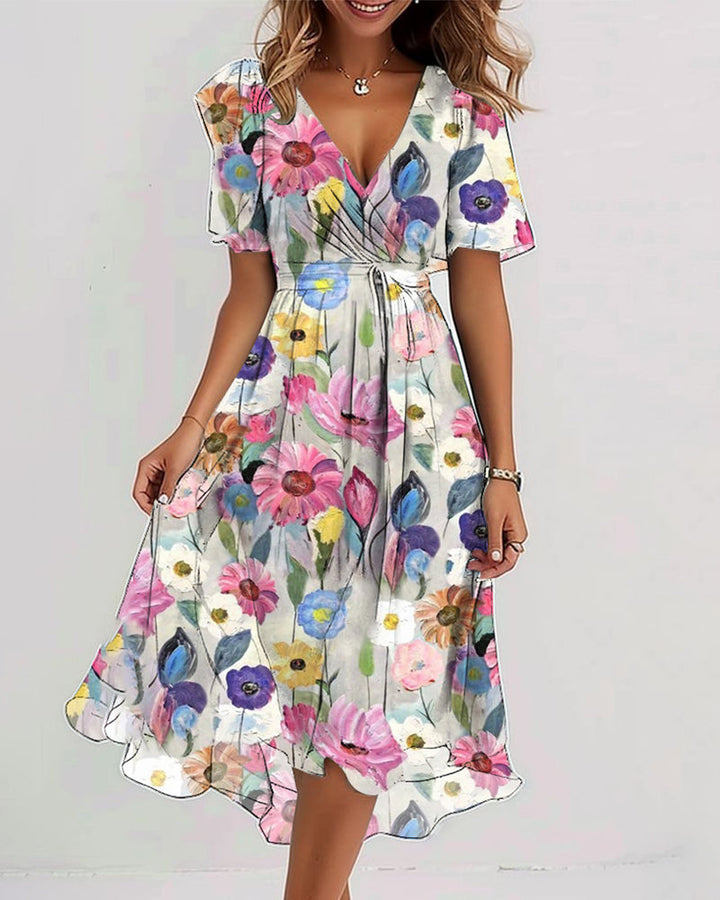 Emma | Elegantes farbenfrohes Kleid mit Blumendruck