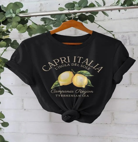 Claudia | T-Shirt mit Zitronen-Buchstabenprint