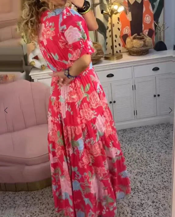 Rosalia | Elegantes langes Kleid mit V-Ausschnitt