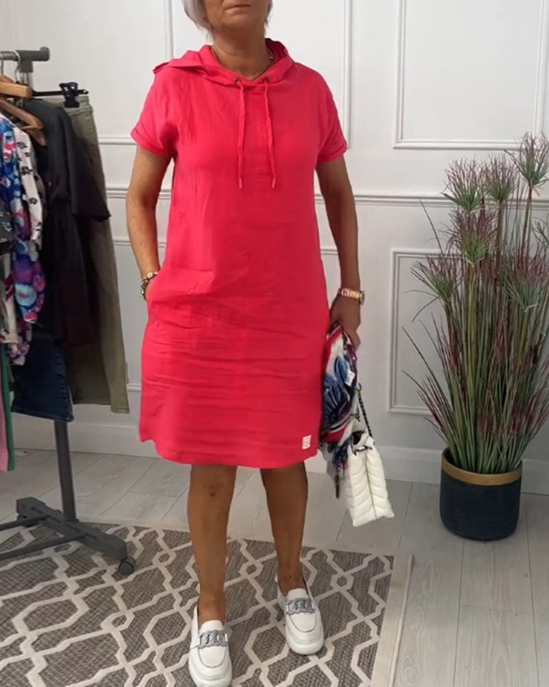 Freizeitkleid mit Kapuze & kurzen Ärmeln lässig