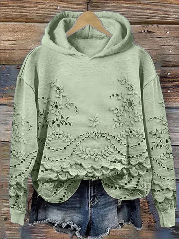 Clara | Bequemer Hoodie mit feiner Blumenstickerei