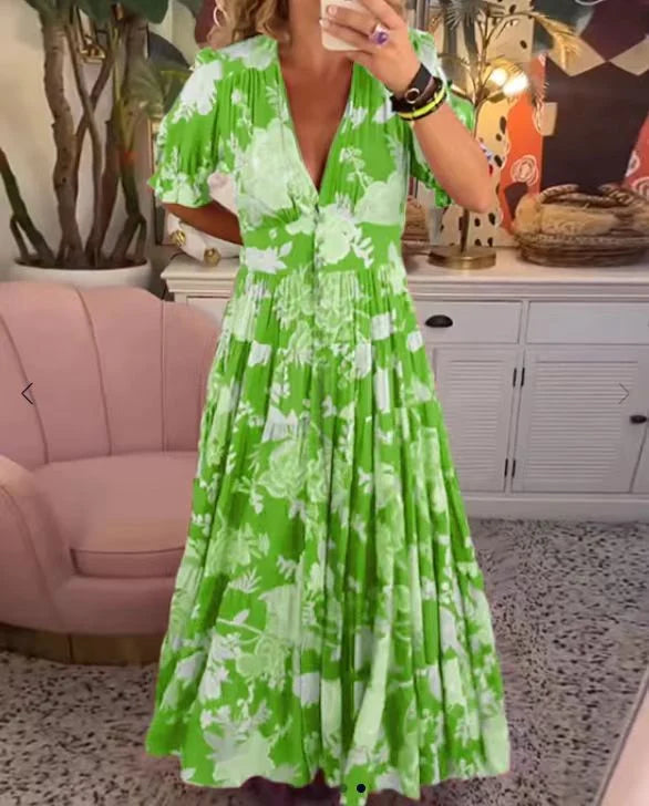 Rosalia | Elegantes langes Kleid mit V-Ausschnitt