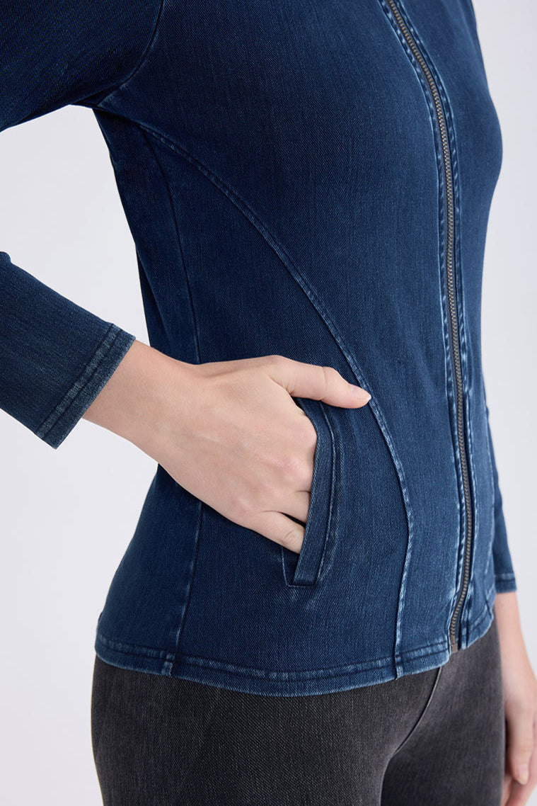 Schmal geschnittene Jeansjacke im Vintage-Look