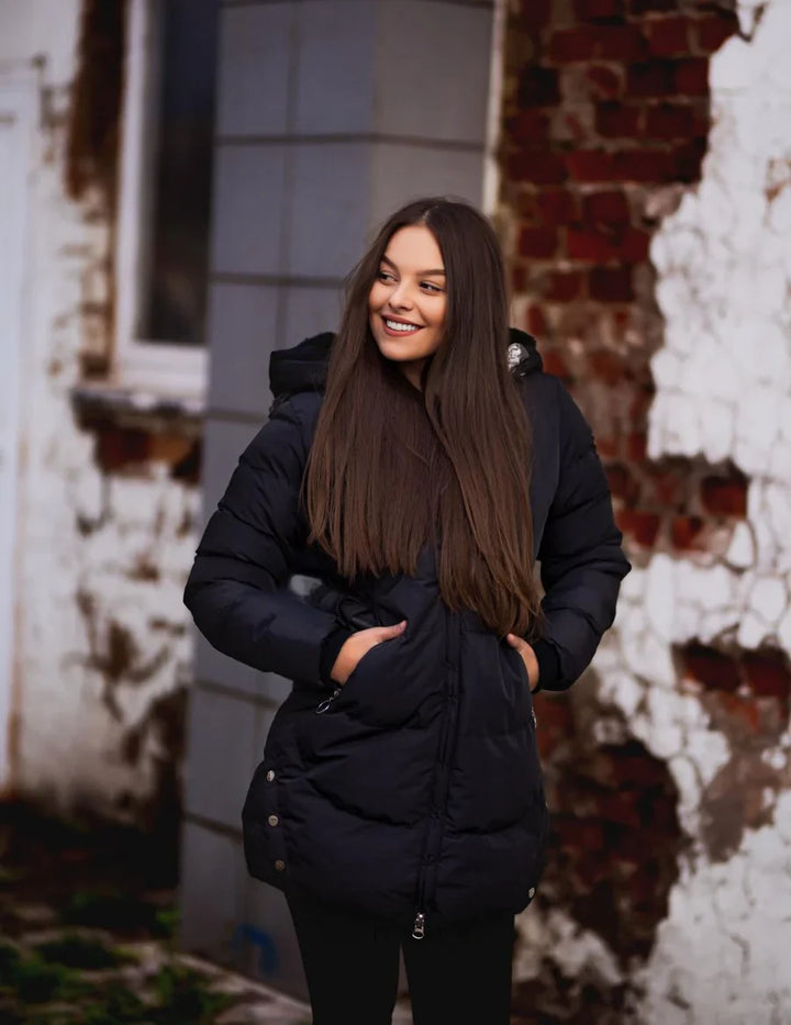 Hjorda | Plüschkapuzenmantel für Damen im Winterstil