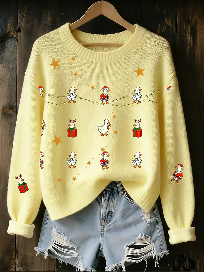 Jana | Damen Pullover Weihnachten Mit Niedlichem Gänsedesign