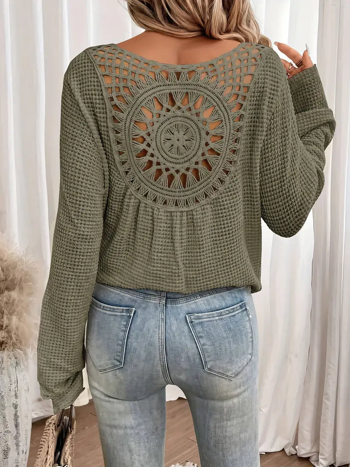 Sacha | Elegantes Waffel-V-Ausschnitt-Shirt für schicke Alltagslooks