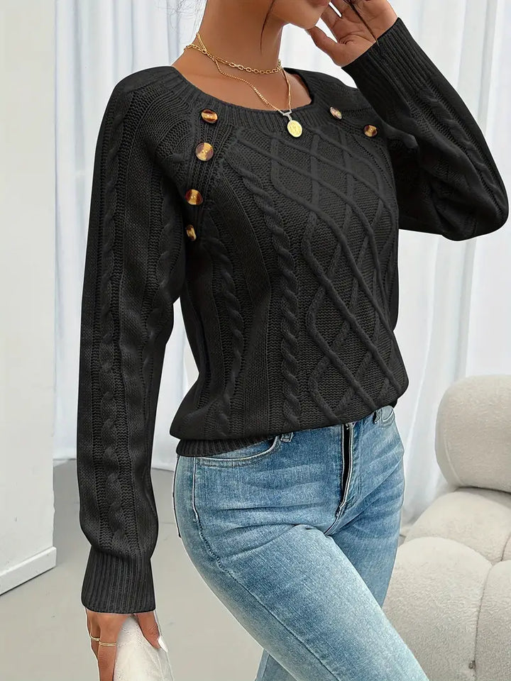 Marlene | Freizeitpullover mit Knopfleiste vorn