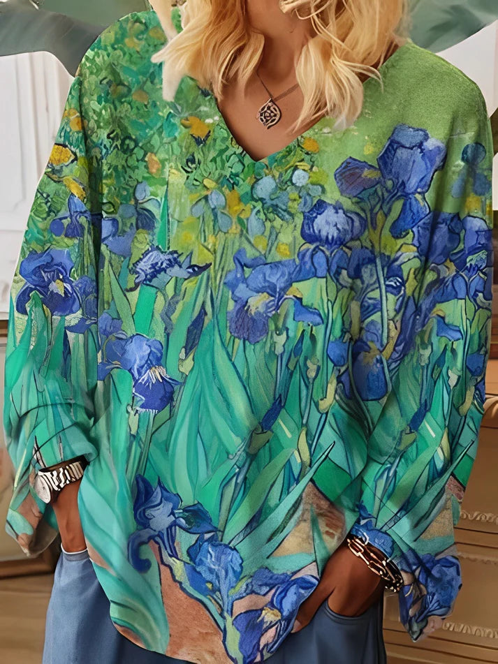 Alice Kunst T-shirt mit V-Ausschnitt für den Sommer