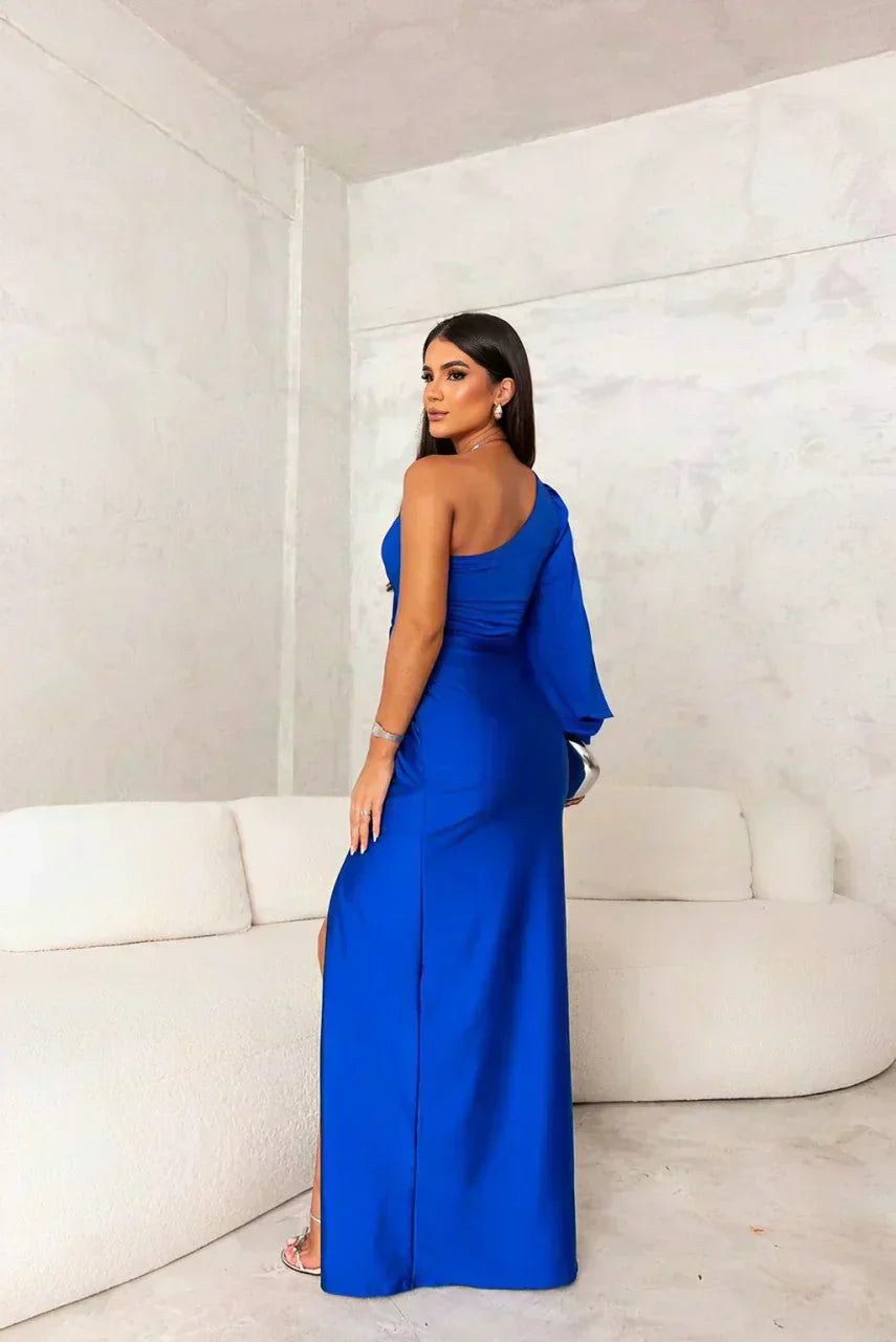 Sophie | Damen Maxikleid elegant einseitig schulterfrei