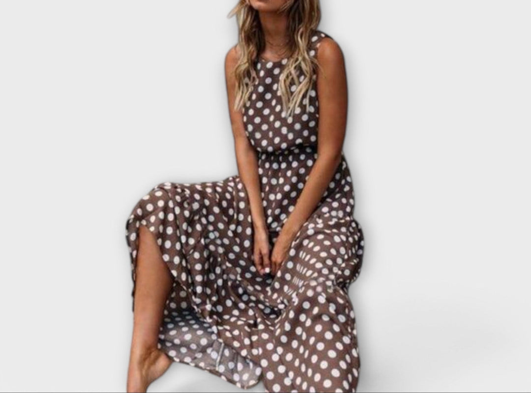 Lina | Hochwertiges Midi Boho-Punktemuster Kleid