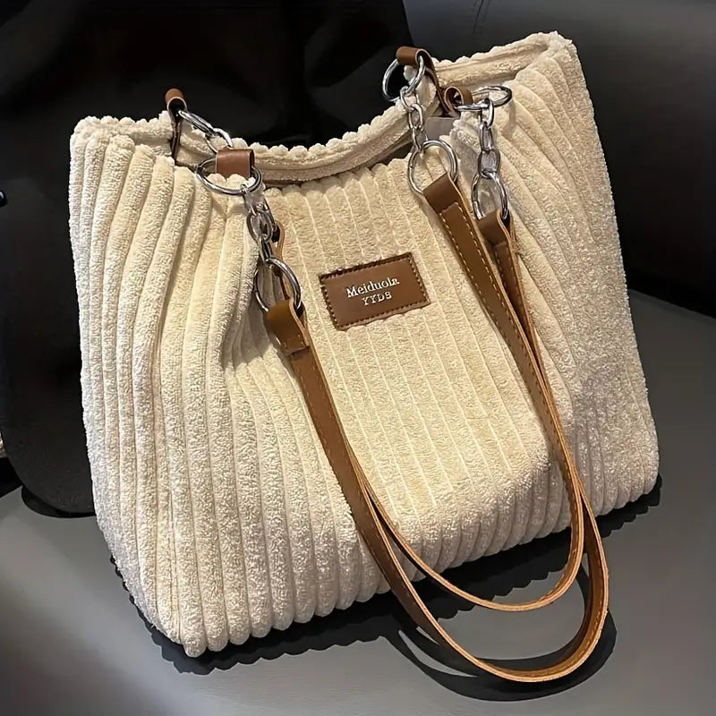 Olivia | Luxury Corduroy Tote Tasche für Alltag und Büro