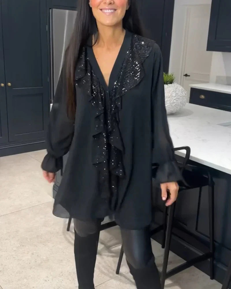 Elena | Damenbluse mit zartem Volantbesatz