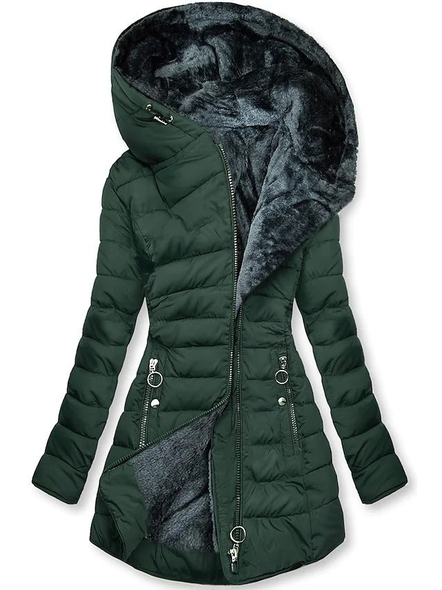 Hjorda | Plüschkapuzenmantel für Damen im Winterstil