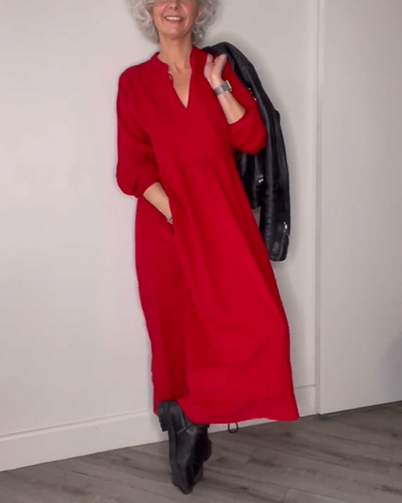 Tina | Langes Kleid mit eleganten Taschen für Damen