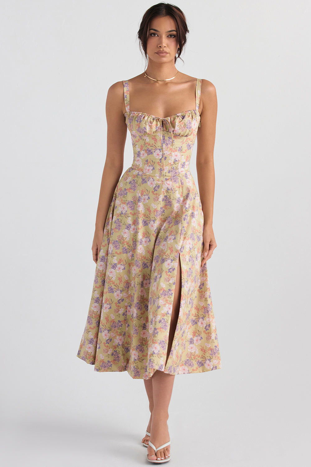 Carmea | Bustierkleid mit Blumen und Taille