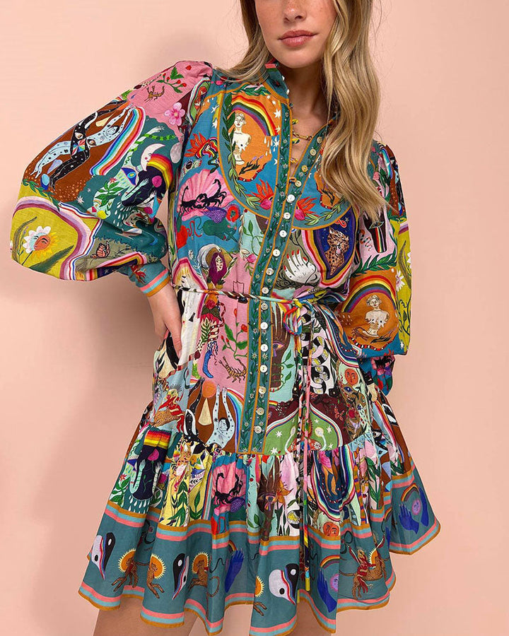 Tamara | Bedrucktes Kleid mit Schnürdetails