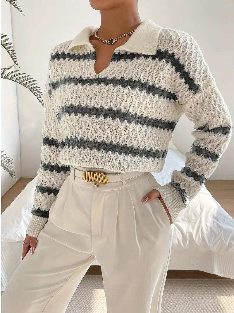 Helene | Gestreifter Damenpullover im Casual-Stil