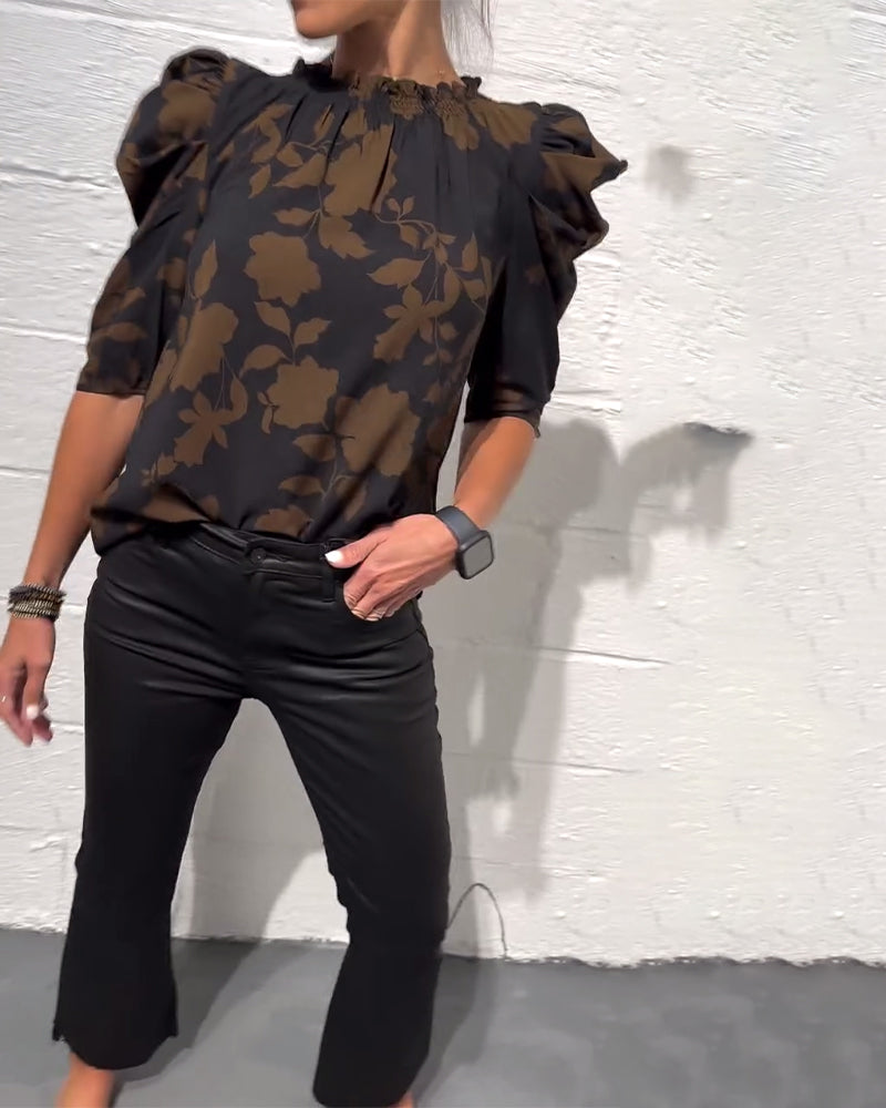 Amelie | Damen Bluse stilvoll Puffärmel & Rüschen modern