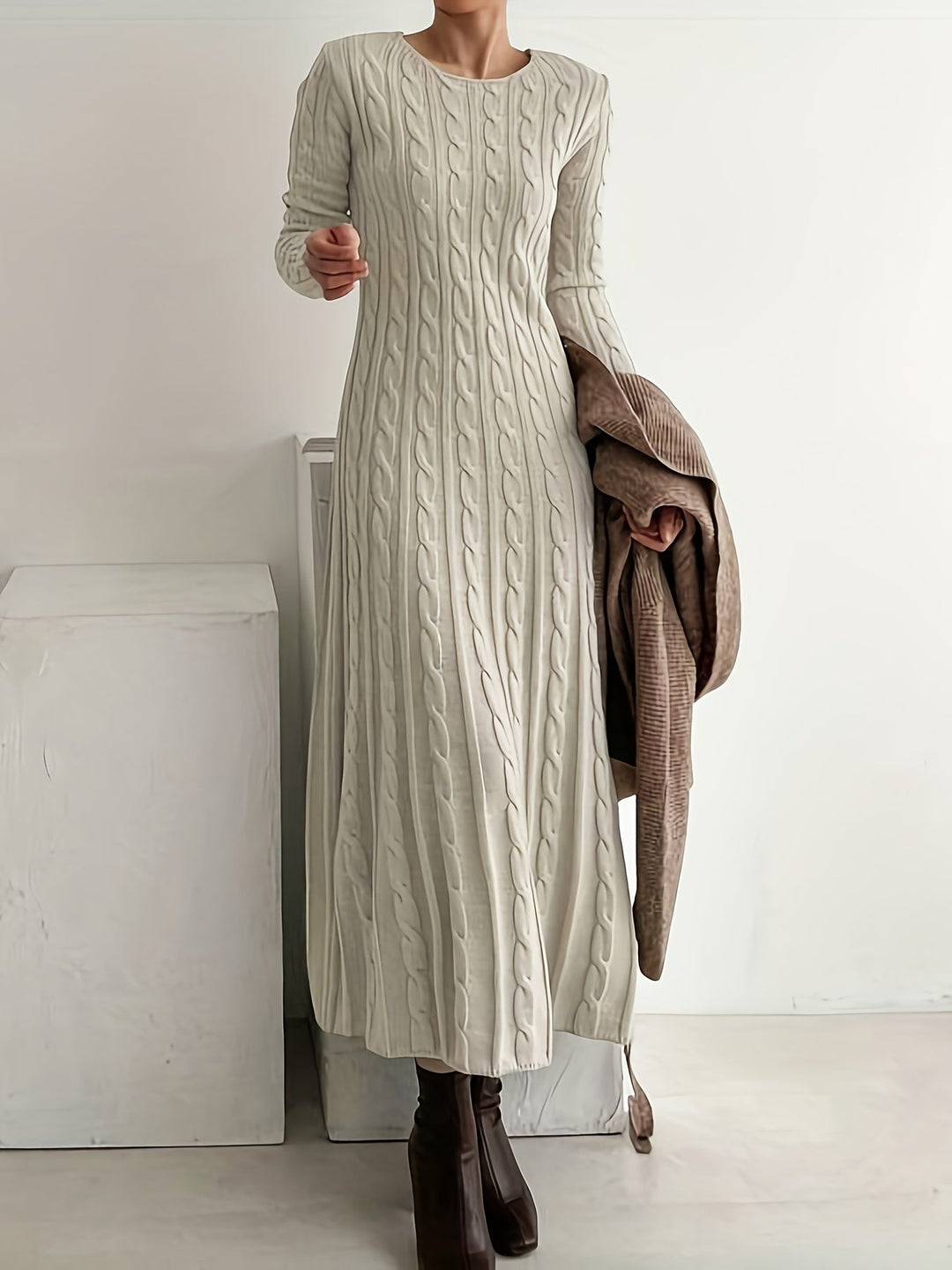 Isabella | Elegantes Damen Maxikleid Stricklook