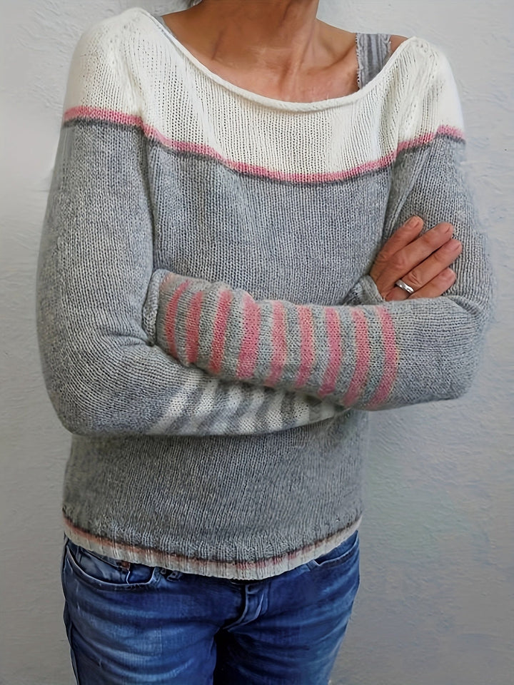 Greta | Eleganter Damen Pullover breit und gestreift