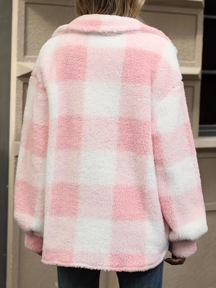 Nora | Kuschelige Karo Fleecejacke für Damen