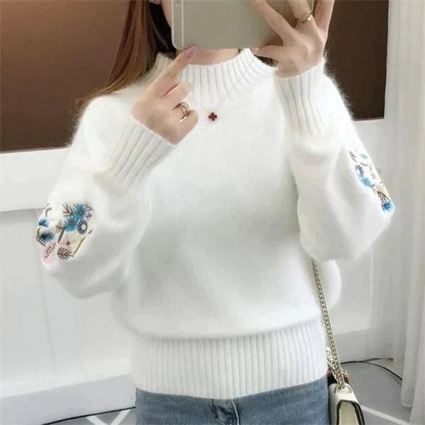 Chesari | Strickpullover Aus Dickem Kaschmir Mit Blumenstickerei