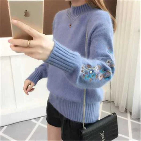 Chesari | Strickpullover Aus Dickem Kaschmir Mit Blumenstickerei
