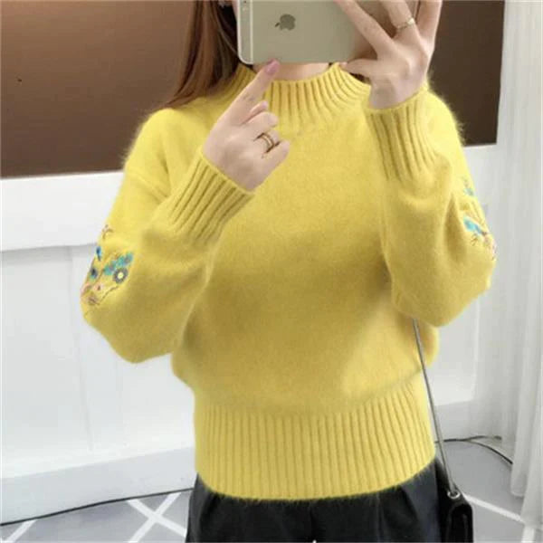 Chesari | Strickpullover Aus Dickem Kaschmir Mit Blumenstickerei