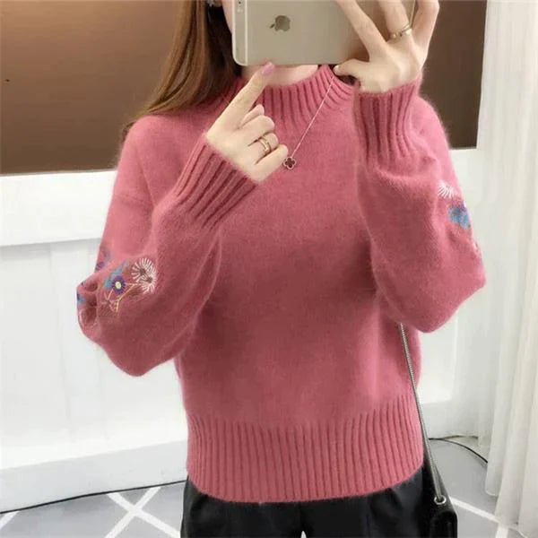 Chesari | Strickpullover Aus Dickem Kaschmir Mit Blumenstickerei