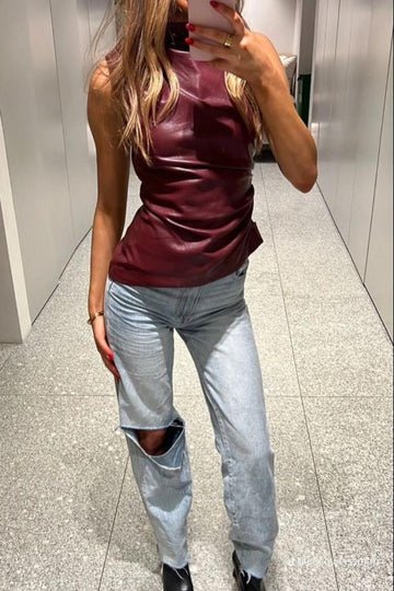 Clara | Weinrotes Damen-Top für Herbst & Winter