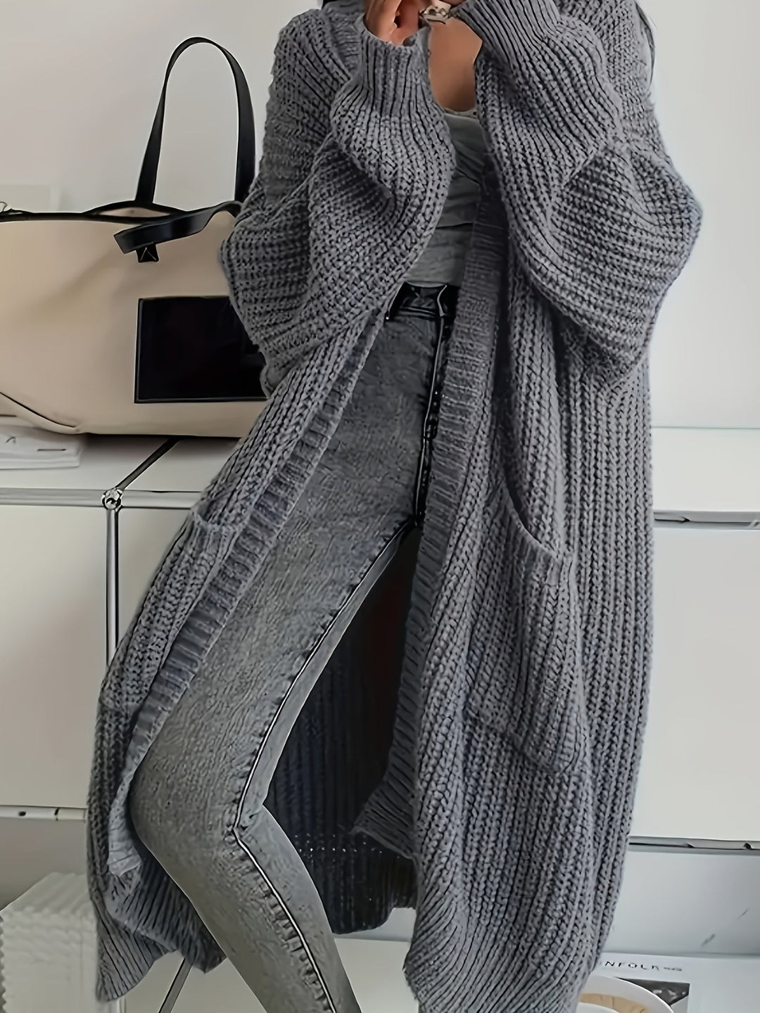 Lena | Zeitloser Longline Strickcardigan Damen