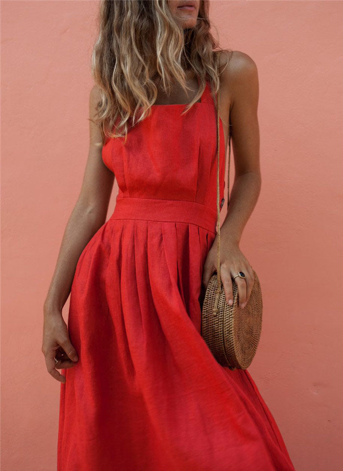 Rückenfreies Sommerkleid mit Spitzeneinsatz