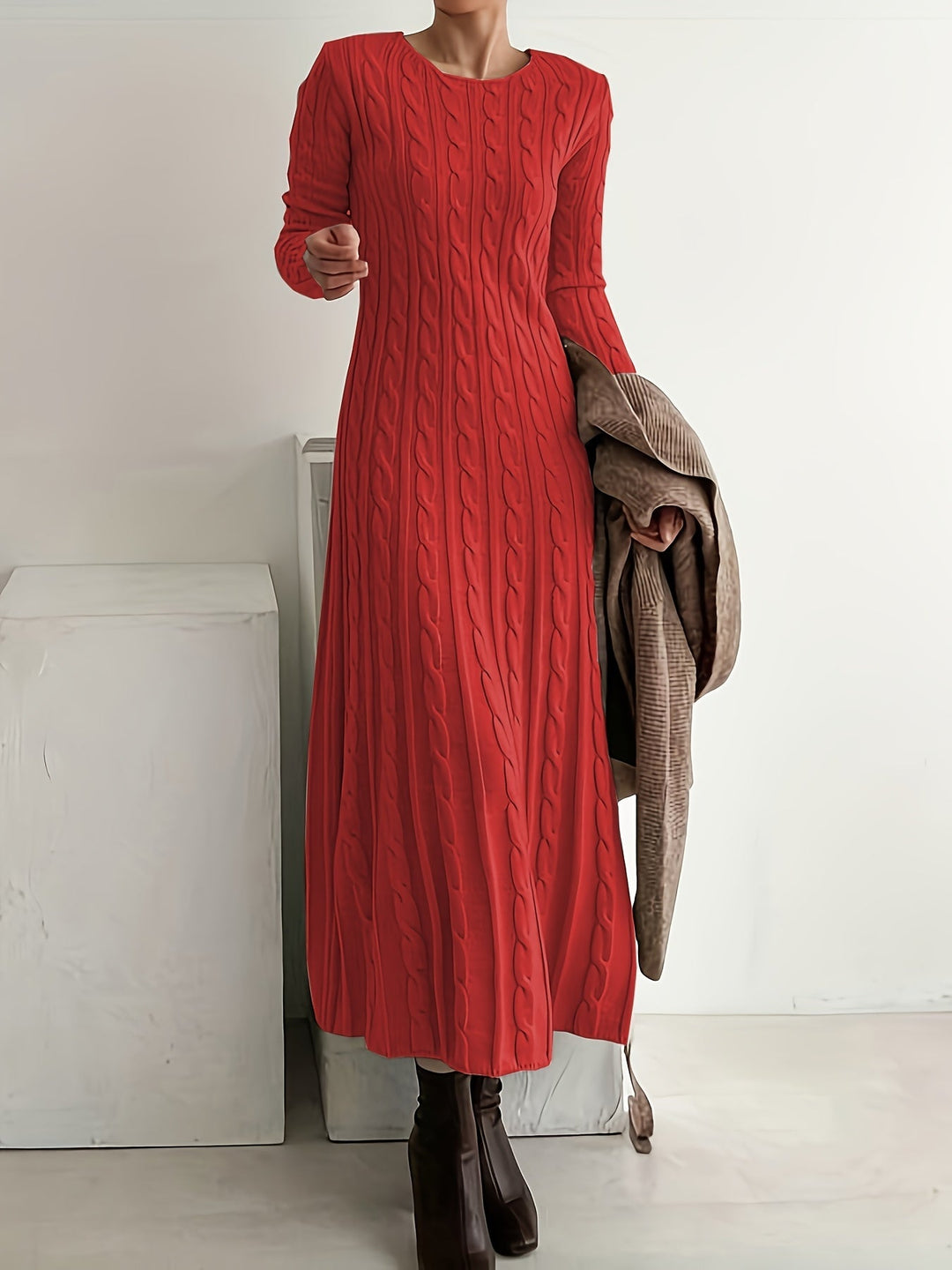 Isabella | Elegantes Damen Maxikleid Stricklook