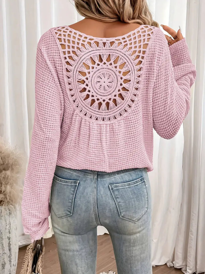 Sacha | Elegantes Waffel-V-Ausschnitt-Shirt für schicke Alltagslooks