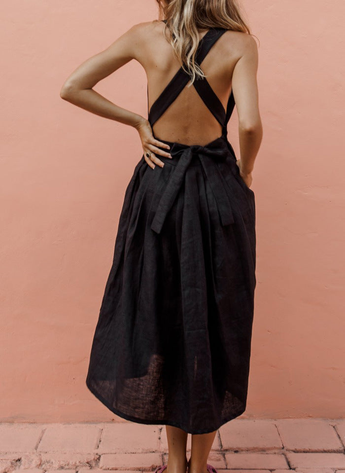 Rückenfreies Sommerkleid mit Spitzeneinsatz
