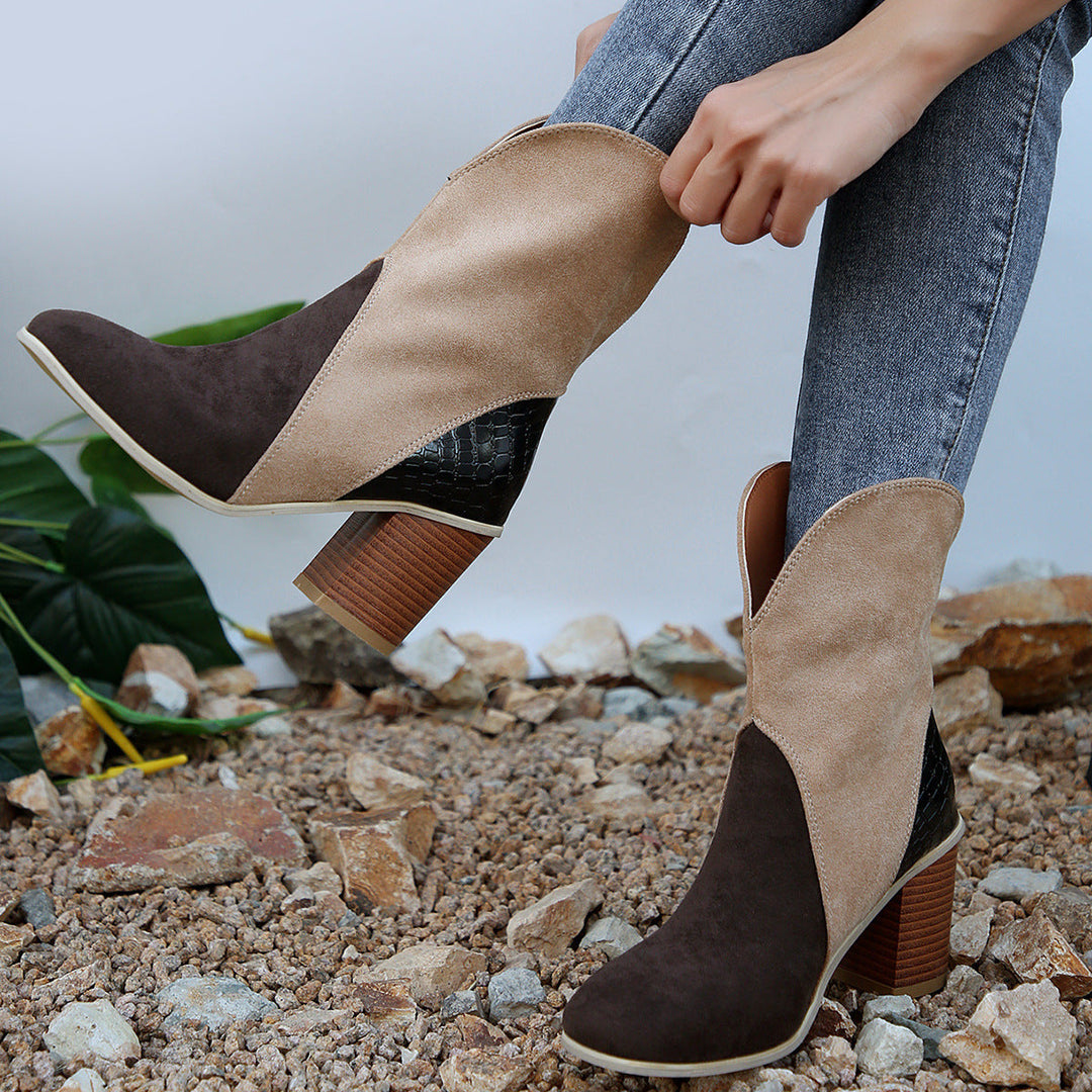Kasha | Damen-Wildlederstiefel mit Blockabsatz