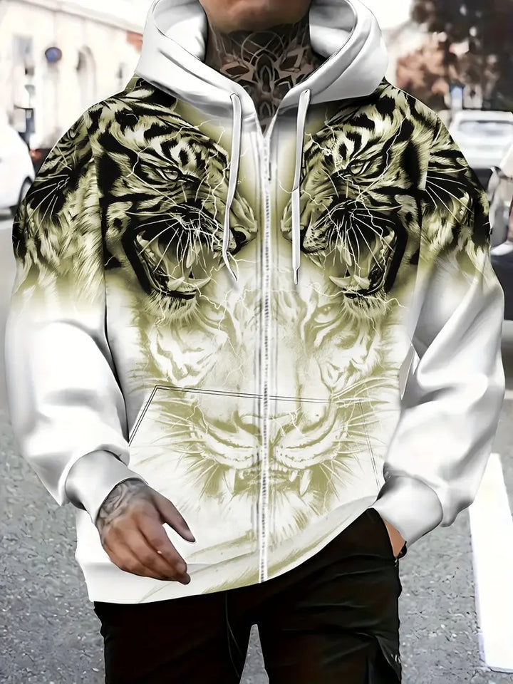 Jonas | Lässige Hoodie-Jacke mit modernem Tigerdesign