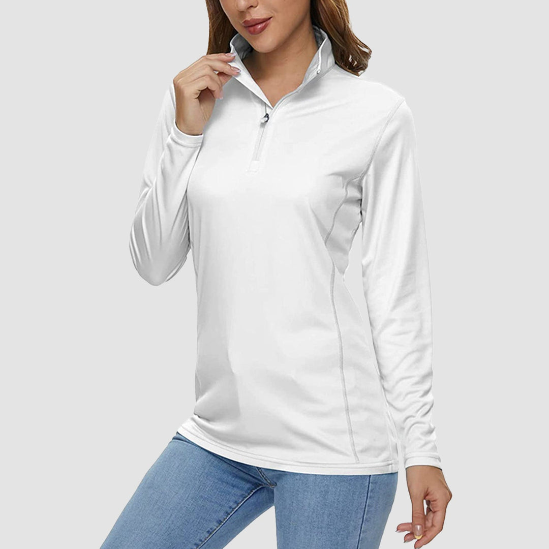 Damen Half Zip Quick Dry Shirt UPF 50+ für Sport und Freizeit
