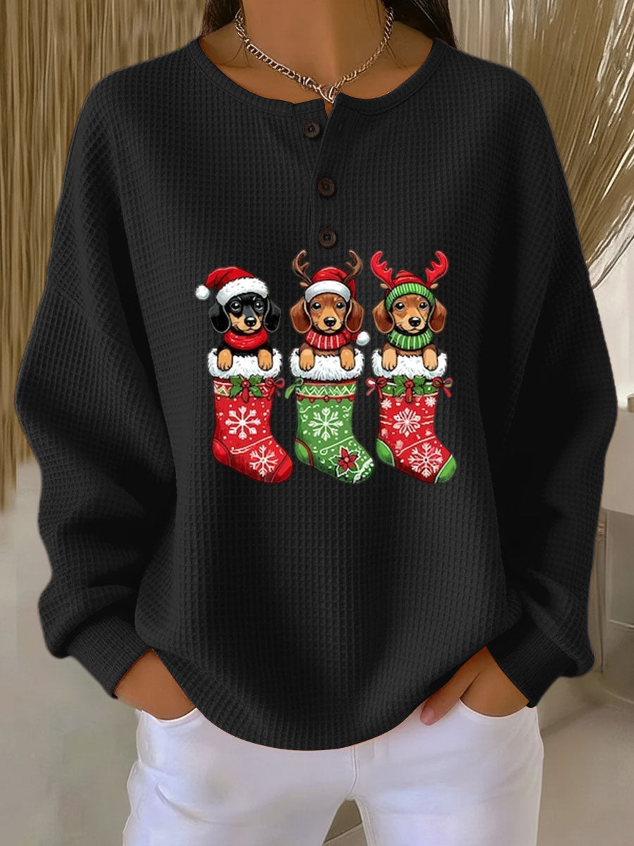 Mara | Damen Weihnachts-Pullover Hundedesign Retro-Stil