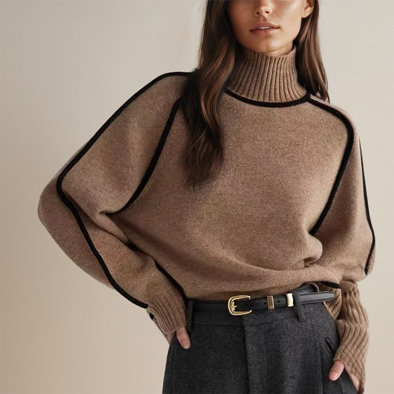 Livia Eleganter Rollkragenpullover mit feinem Rippstrickmuster