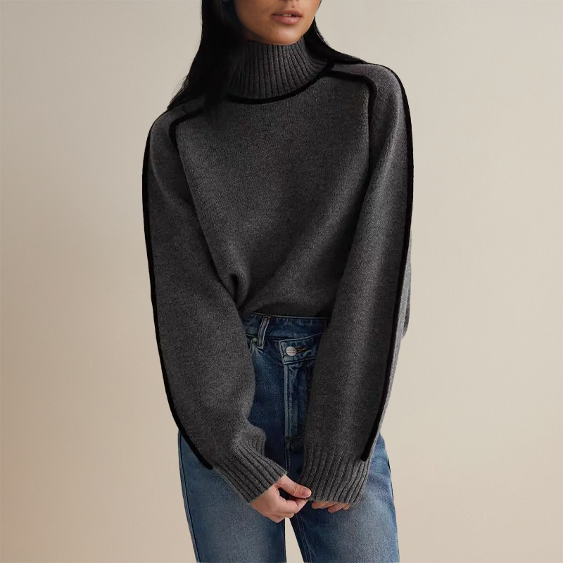 Livia Eleganter Rollkragenpullover mit feinem Rippstrickmuster