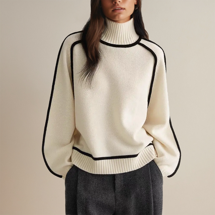 Livia Eleganter Rollkragenpullover mit feinem Rippstrickmuster