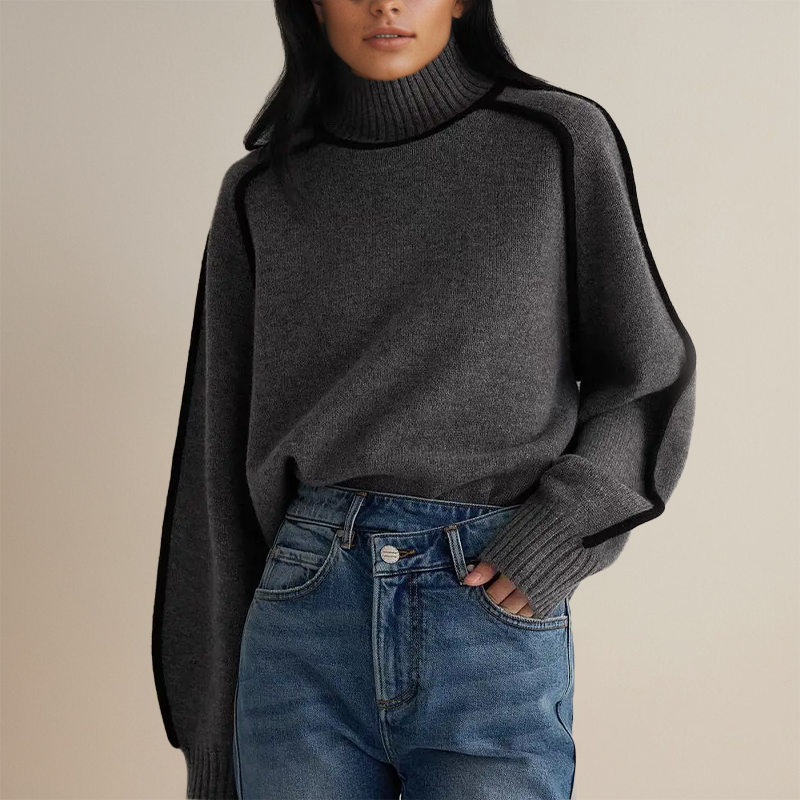 Livia Eleganter Rollkragenpullover mit feinem Rippstrickmuster