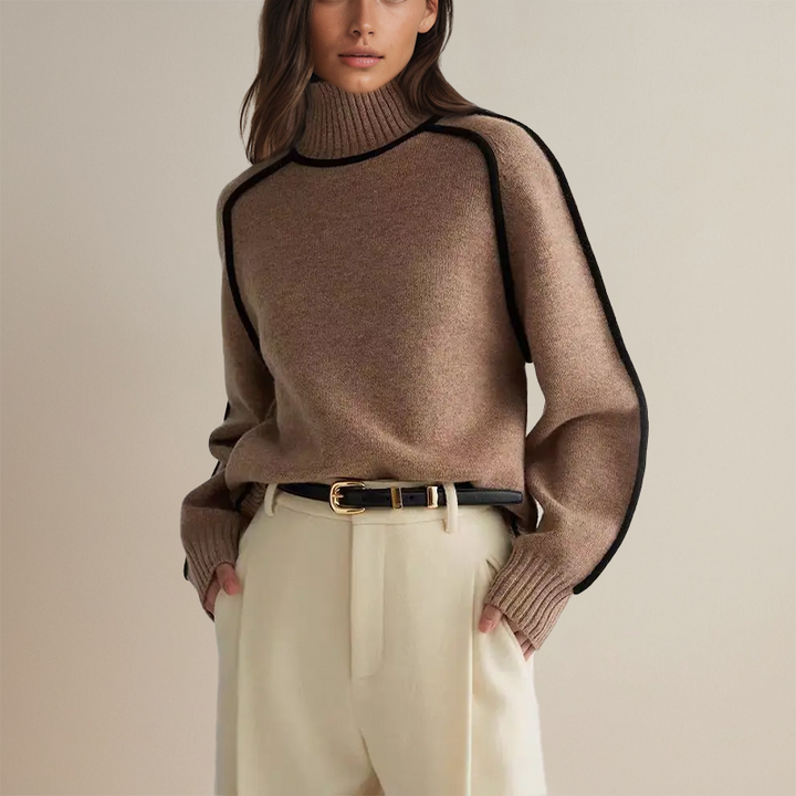 Livia Eleganter Rollkragenpullover mit feinem Rippstrickmuster