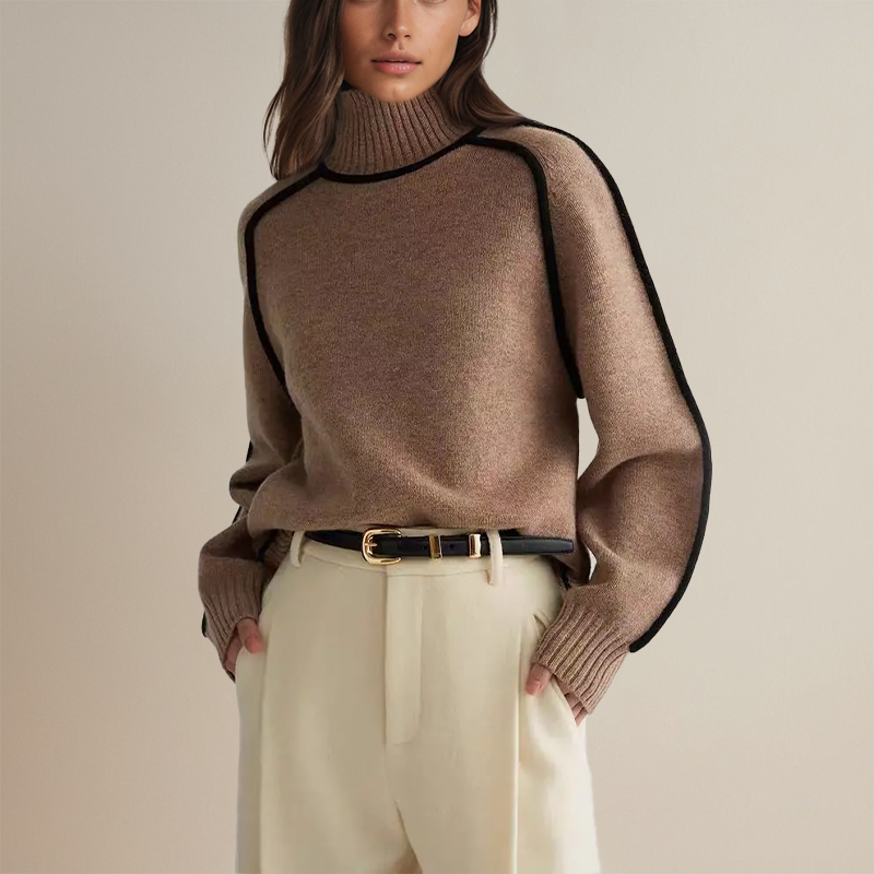 Livia Eleganter Rollkragenpullover mit feinem Rippstrickmuster