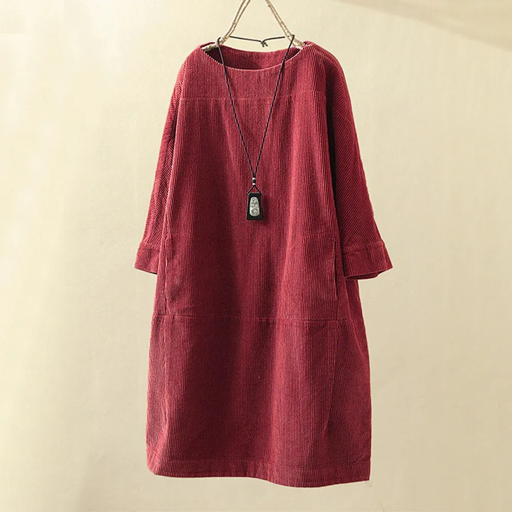 Livia | Midikleid aus geripptem Vintage-Samt