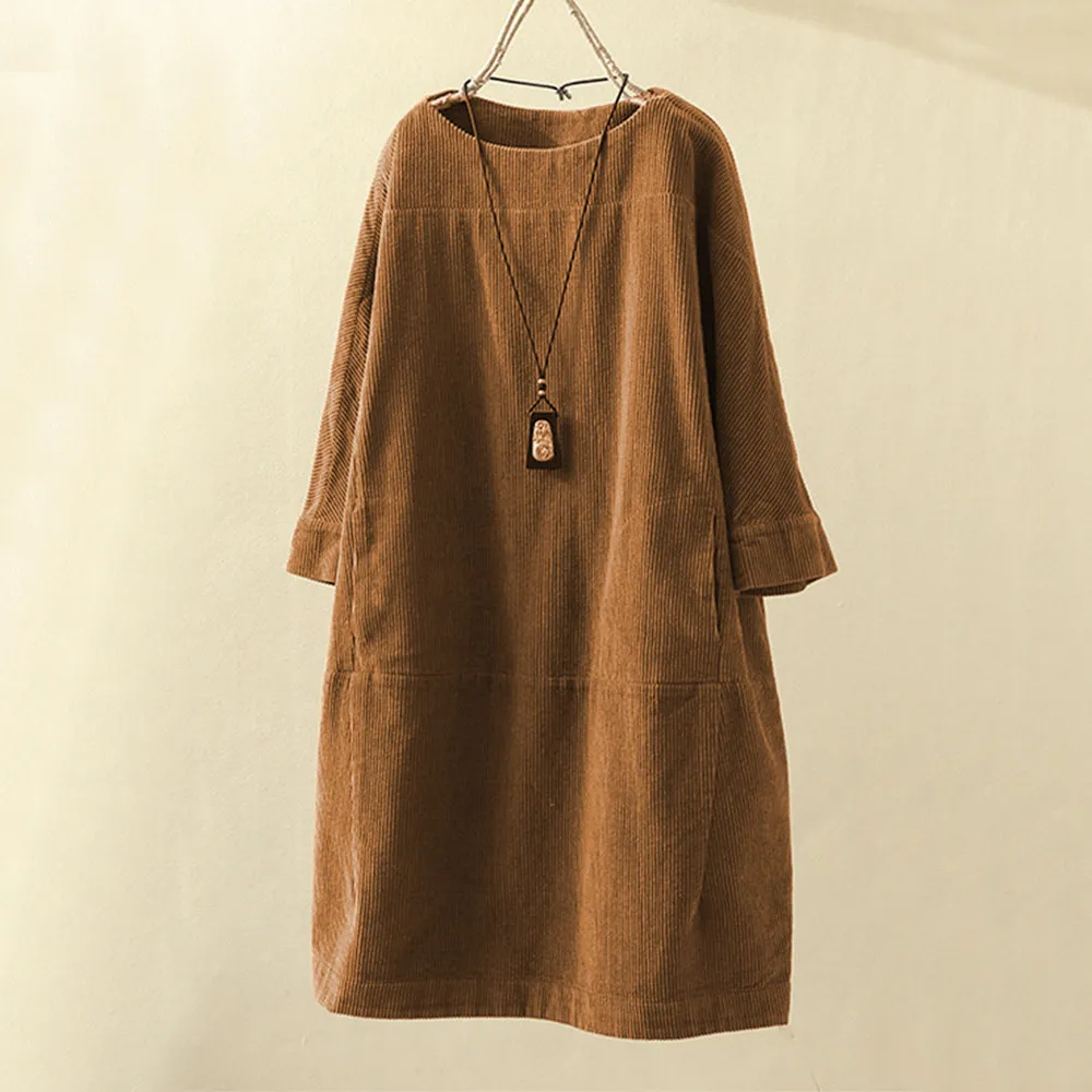 Livia | Midikleid aus geripptem Vintage-Samt