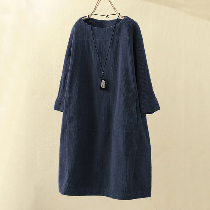 Livia | Midikleid aus geripptem Vintage-Samt