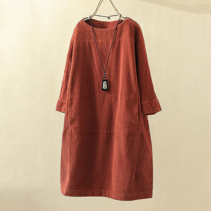 Livia | Midikleid aus geripptem Vintage-Samt