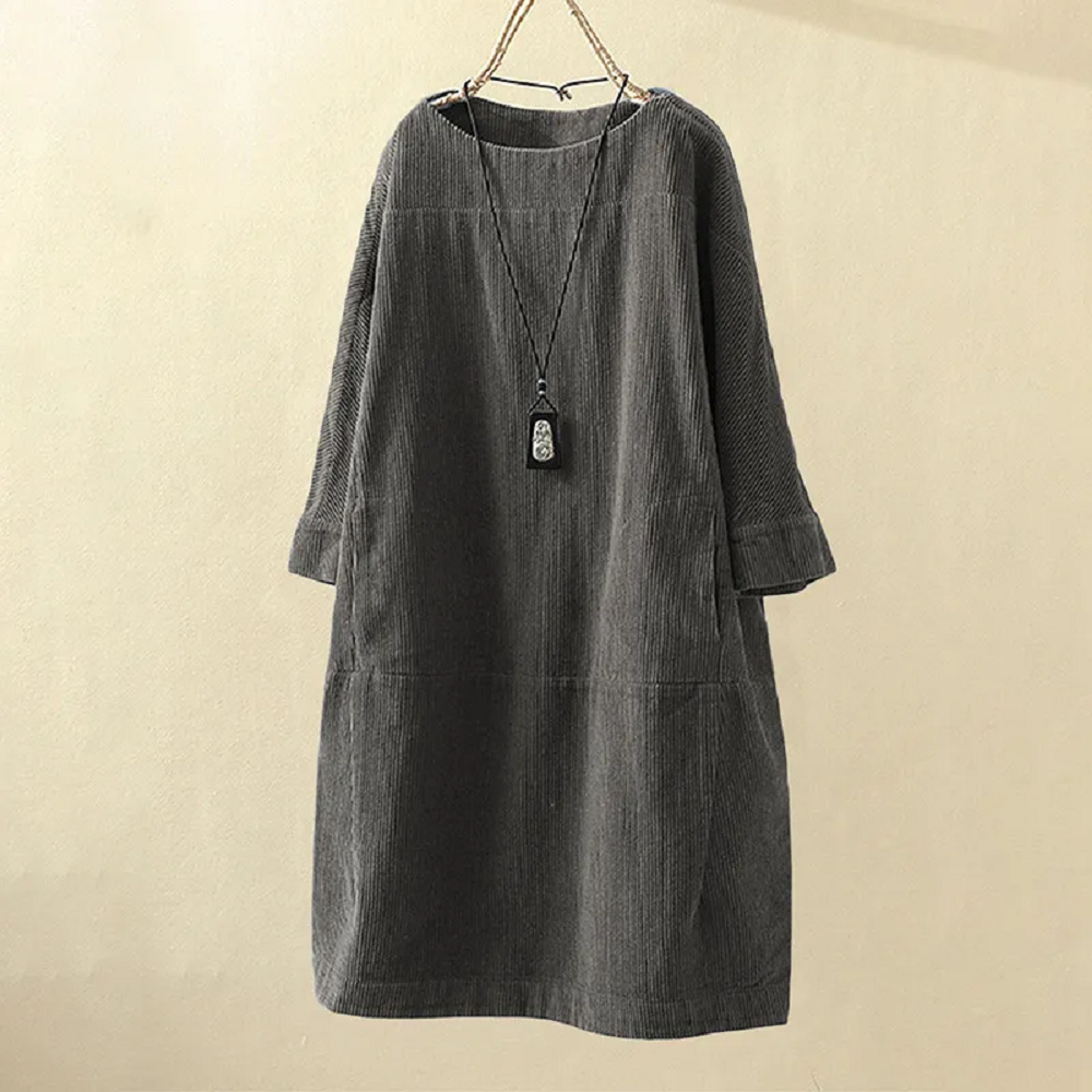 Livia | Midikleid aus geripptem Vintage-Samt